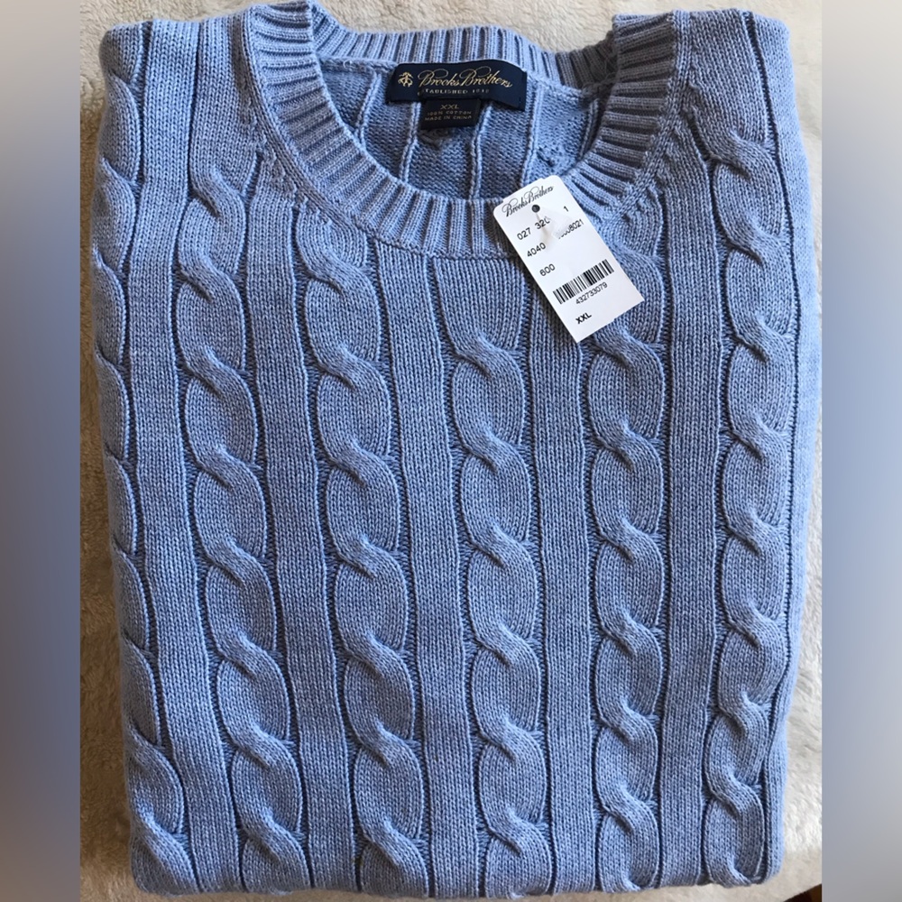 Brooks Brothers Narragansett Washed/Weathered Pastel Azure (Blue) Sweater